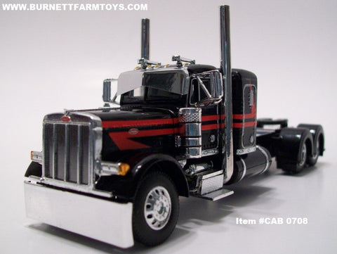Item #CAB 0708 Black Red Peterbilt 379 36-inch Flattop Sleeper - 1/64 Scale – DCP by First Gear
