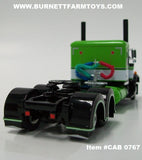 Item #CAB 0767 Black Lime Green White Peterbilt 36-inch Flattop Sleeper - 1/64 Scale – DCP by First Gear