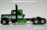 Item #CAB 0767 Black Lime Green White Peterbilt 36-inch Flattop Sleeper - 1/64 Scale – DCP by First Gear