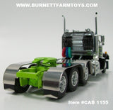 Item #CAB 1155 Black Lime Tri-Axle Peterbilt 359 Day Cab with Headache Rack - 1/64 Scale – DCP by First Gear