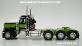 Item #CAB 1155 Black Lime Tri-Axle Peterbilt 359 Day Cab with Headache Rack - 1/64 Scale – DCP by First Gear