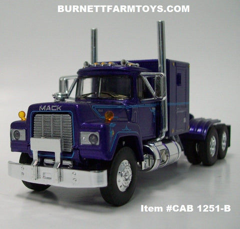 Item #CAB 1251-B Purple Blue Outline Mack R Model 60-inch Sleeper - 1/64 Scale - DCP by First Gear