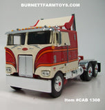 Item #CAB 1308 Red Cream Orange Stripe Black Outline Peterbilt 352 COE 110-inch Sleeper with Turbo Wing - 1/64 Scale - DCP by First Gear