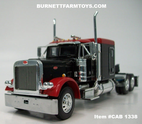 Item #CAB 1338 Black Red Peterbilt 379 63-inch Flattop Sleeper - 1/64 Scale – DCP by First Gear