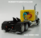 Item #CAB 1392 Yellow Black Fender Peterbilt 379 36-inch Flattop Sleeper - 1/64 Scale – DCP by First Gear