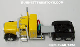 Item #CAB 1392 Yellow Black Fender Peterbilt 379 36-inch Flattop Sleeper - 1/64 Scale – DCP by First Gear