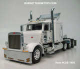 Item #CAB 1485 White Tri-Axle Peterbilt 389 63-inch Flattop Sleeper with Turbo Wing - 1/64 Scale - DCP by First Gear