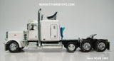 Item #CAB 1485 White Tri-Axle Peterbilt 389 63-inch Flattop Sleeper with Turbo Wing - 1/64 Scale - DCP by First Gear