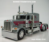 Item #CAB 1510 Mies and Daughter Trucking Silver Pink Black Outline Peterbilt 389 63-inch Flattop Sleeper - 1/64 Scale – DCP by First Gear