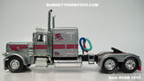 Item #CAB 1510 Mies and Daughter Trucking Silver Pink Black Outline Peterbilt 389 63-inch Flattop Sleeper - 1/64 Scale – DCP by First Gear