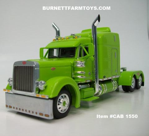 Item #CAB 1550 Lime Green Peterbilt 379 63-inch Mid Roof Sleeper - 1/64 Scale - DCP by First Gear