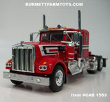 Item #CAB 1583 Red White Stripe Black Stripe Kenworth W900A 36-inch Flattop Sleeper - 1/64 Scale – DCP by First Gear