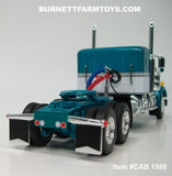 Item #CAB 1585 Teal White Black Outline Kenworth W900A 36-inch Flattop Sleeper - 1/64 Scale – DCP by First Gear