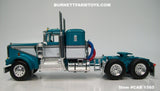 Item #CAB 1585 Teal White Black Outline Kenworth W900A 36-inch Flattop Sleeper - 1/64 Scale – DCP by First Gear