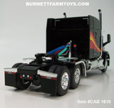 Item #CAB 1610 Black with Red Orange Yellow Stripe Peterbilt 579 72-inch Mid Roof Sleeper - 1/64 Scale – DCP by First Gear