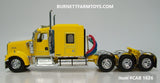 Item #CAB 1626 Yellow Tri-Axle Kenworth W900L 72-inch Aero Cab Flattop Sleeper - 1/64 Scale - DCP by First Gear