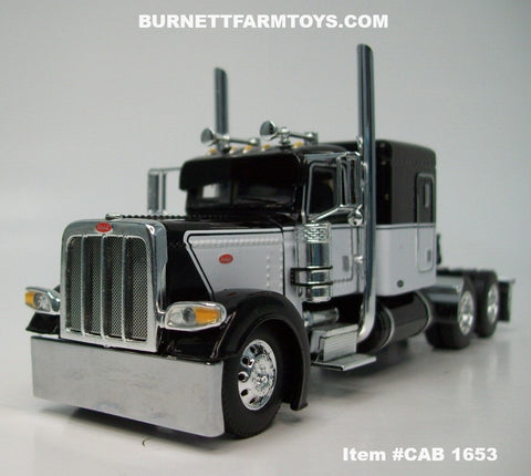 Item #CAB 1653 Black White Peterbilt 389 63-inch Flattop Sleeper - 1/64 Scale - DCP by First Gear