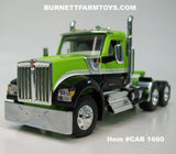 Item #CAB 1660 Lime Green Black White Stripe Kenworth W990 Day Cab - 1/64 Scale – DCP by First Gear