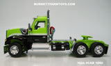 Item #CAB 1660 Lime Green Black White Stripe Kenworth W990 Day Cab - 1/64 Scale – DCP by First Gear