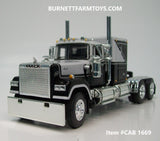 Item #CAB 1669 Light Gray Black Mack Superliner 60-inch Flattop Sleeper - 1/64 Scale - DCP by First Gear