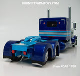 Item #CAB 1708 Two-Toned Blue Silver Stripe Red Black Outline Peterbilt 389 63-inch Flattop Sleeper - 1/64 Scale - DCP by First Gear