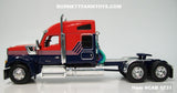 Item #CAB 1731 Viper Red Navy Blue White Outline Kenworth W990 76-inch Mid Roof Sleeper - 1/64 Scale – DCP by First Gear