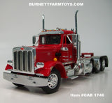 Item #CAB 1746 Red Tri-Axle Peterbilt 359 Day Cab with Headache Rack - 1/64 Scale – DCP by First Gear