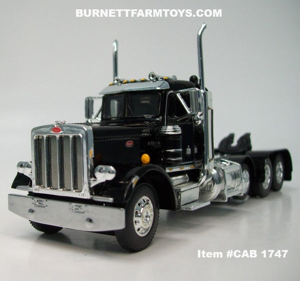 Item #CAB 1747 Black Tri-Axle Peterbilt 359 Day Cab with Headache Rack -  1/64 Scale – DCP by First Gear