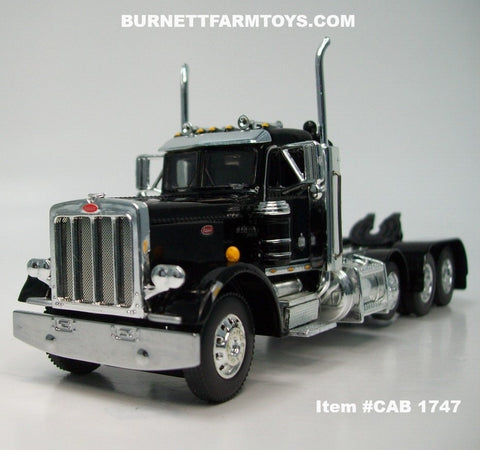 Item #CAB 1747 Black Tri-Axle Peterbilt 359 Day Cab with Headache Rack - 1/64 Scale – DCP by First Gear