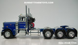 Item #CAB 1749 Blue Silver Metallic Tri-Axle Peterbilt 359 Day Cab with Headache Rack - 1/64 Scale – DCP by First Gear