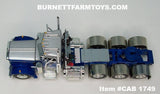 Item #CAB 1749 Blue Silver Metallic Tri-Axle Peterbilt 359 Day Cab with Headache Rack - 1/64 Scale – DCP by First Gear