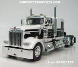 Item #CAB 1776 White Black Kenworth W900L 60-inch Flattop Sleeper - 1/64 Scale – DCP by First Gear