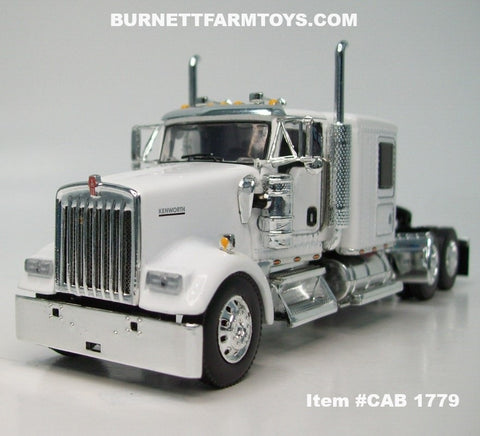 Item #CAB 1779 White Kenworth W900L 60-inch Flattop Sleeper - 1/64 Scale – DCP by First Gear