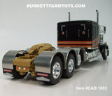 Item #CAB 1803 Black Gold Red Outline Tri-Axle Kenworth W900L 60-inch Flattop Sleeper - 1/64 Scale – DCP by First Gear