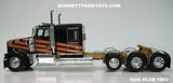 Item #CAB 1803 Black Gold Red Outline Tri-Axle Kenworth W900L 60-inch Flattop Sleeper - 1/64 Scale – DCP by First Gear