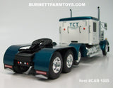 Item #CAB 1805 White Teal Metallic Tri-Axle Kenworth W900L 60-inch Flattop Sleeper - 1/64 Scale – DCP by First Gear