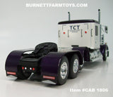 Item #CAB 1806 White Dark Purple Tri-Axle Kenworth W900L 60-inch Flattop Sleeper - 1/64 Scale – DCP by First Gear