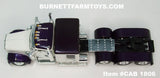 Item #CAB 1806 White Dark Purple Tri-Axle Kenworth W900L 60-inch Flattop Sleeper - 1/64 Scale – DCP by First Gear