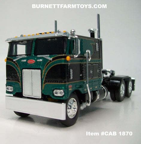 Item #CAB 1870 Black Green Gold Outline Peterbilt 352 COE 110-inch Sleeper - 1/64 Scale – DCP by First Gear