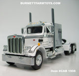 Item #CAB 1908 White Silver Stripe Peterbilt 359 with 60-inch Vintage Sleeper - 1/64 Scale – DCP by First Gear