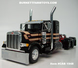Item #CAB 1948 Black Tan Red Peterbilt 379 36-inch Flattop Sleeper - 1/64 Scale – DCP by First Gear