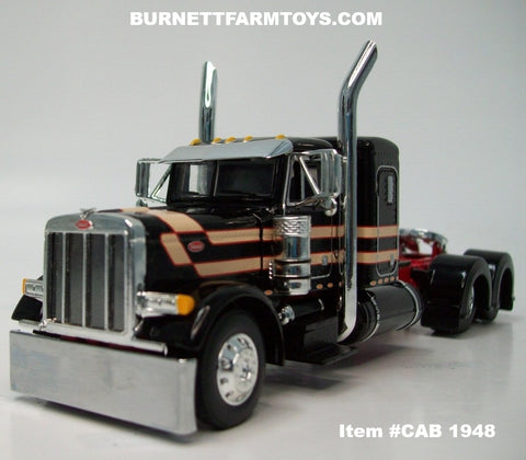Item #CAB 1948 Black Tan Red Peterbilt 379 36-inch Flattop Sleeper - 1/64 Scale – DCP by First Gear