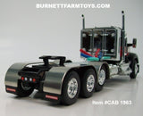 Item #CAB 1963 Black Red Gold Outline Tri-Axle Kenworth W990 Day Cab with Enclosed Headache Rack - 1/64 Scale – DCP by First Gear