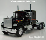 Item #CAB 2021 Black Red Stripe Yellow Stripe Mack Superliner 60-inch Flattop Sleeper - 1/64 Scale – DCP by First Gear