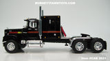 Item #CAB 2021 Black Red Stripe Yellow Stripe Mack Superliner 60-inch Flattop Sleeper - 1/64 Scale – DCP by First Gear