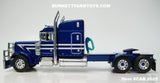 Item #CAB 2025 Blue Metallic White Black Outline Peterbilt 379 63-inch Mid Roof Sleeper - 1/64 Scale – DCP by First Gear