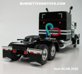 Item #CAB 2026 Black White Silver Outline Peterbilt 379 63-inch Mid Roof Sleeper - 1/64 Scale – DCP by First Gear