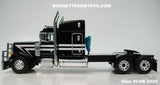 Item #CAB 2026 Black White Silver Outline Peterbilt 379 63-inch Mid Roof Sleeper - 1/64 Scale – DCP by First Gear