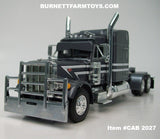 Item #CAB 2027 Gun Metal Gray White Black Outline Peterbilt 379 63-inch Mid Roof Sleeper - 1/64 Scale – DCP by First Gear