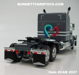 Item #CAB 2027 Gun Metal Gray White Black Outline Peterbilt 379 63-inch Mid Roof Sleeper - 1/64 Scale – DCP by First Gear